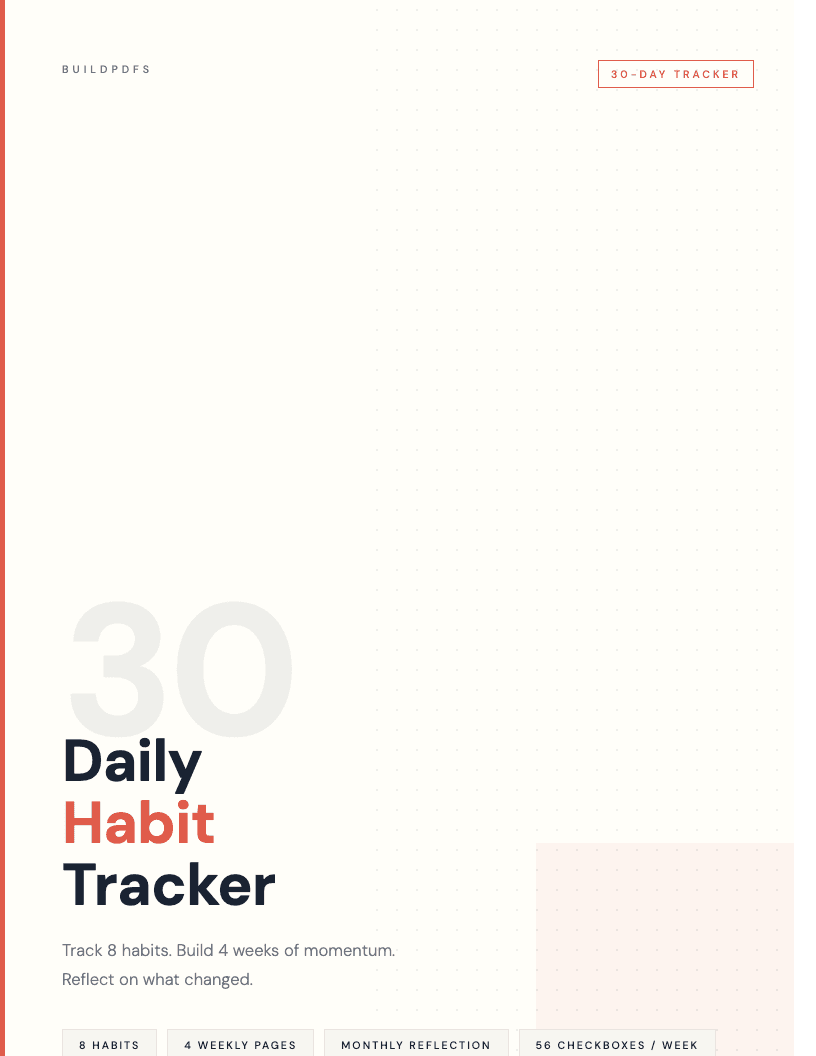 Calendar or challenge tracker lead magnet example: 30-Day Habit Challenge Tracker