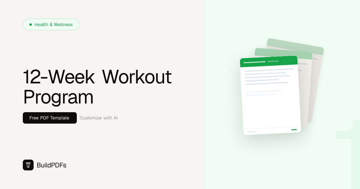 Free 12-Week Workout Program Template PDF | BuildPDFs