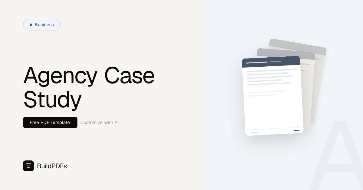 Free Agency Case Study Template PDF | BuildPDFs
