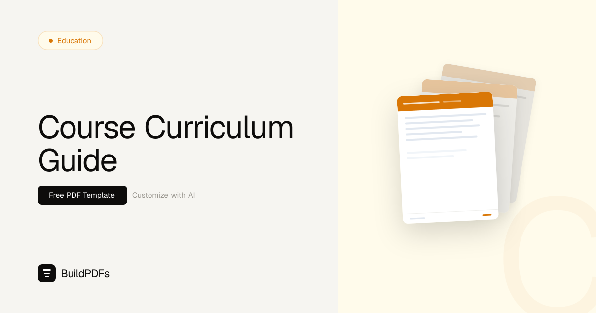 Free Course Curriculum Template PDF | BuildPDFs