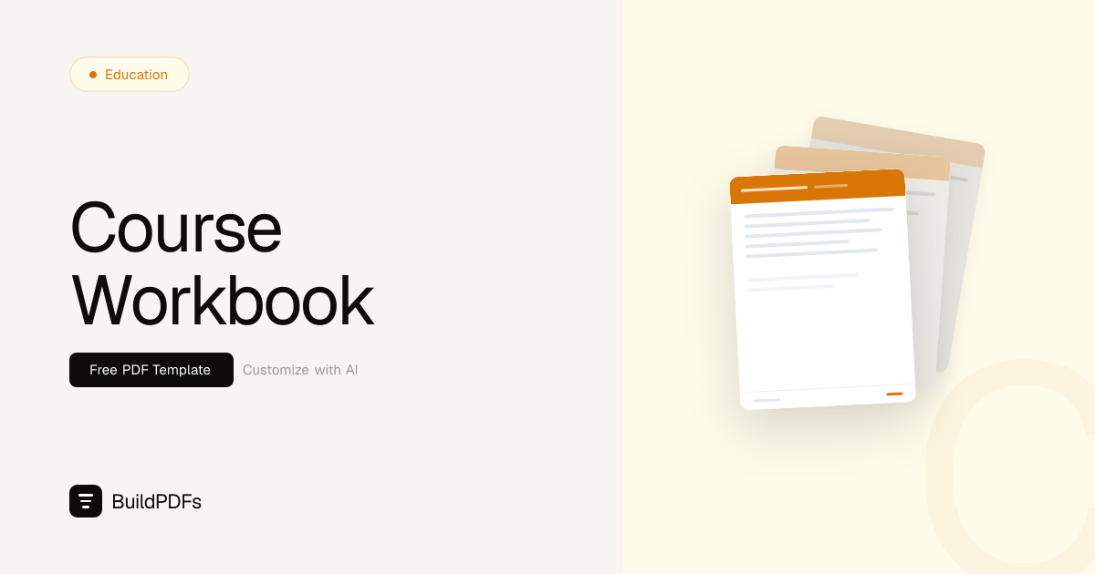 Free Course Workbook Template PDF | BuildPDFs