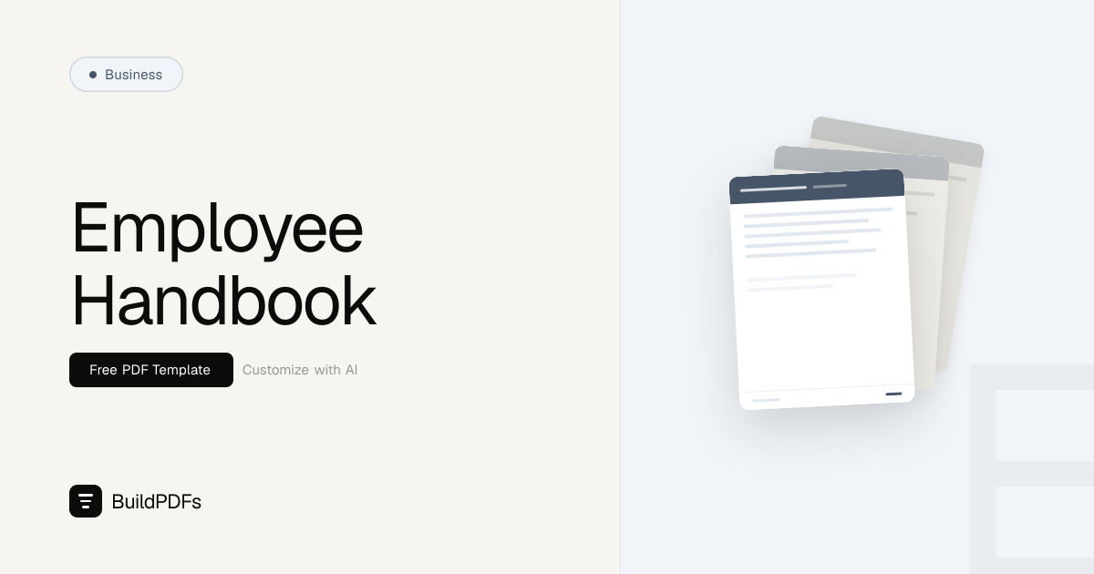Free Employee Handbook Template PDF | BuildPDFs