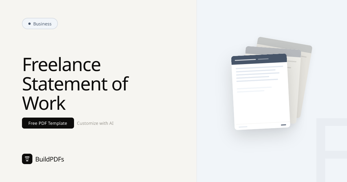 Free Freelance Statement of Work Template PDF | BuildPDFs