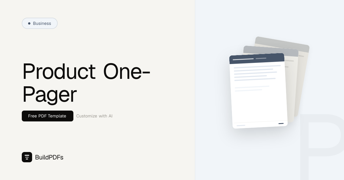 Free Product One-Pager Template PDF | BuildPDFs