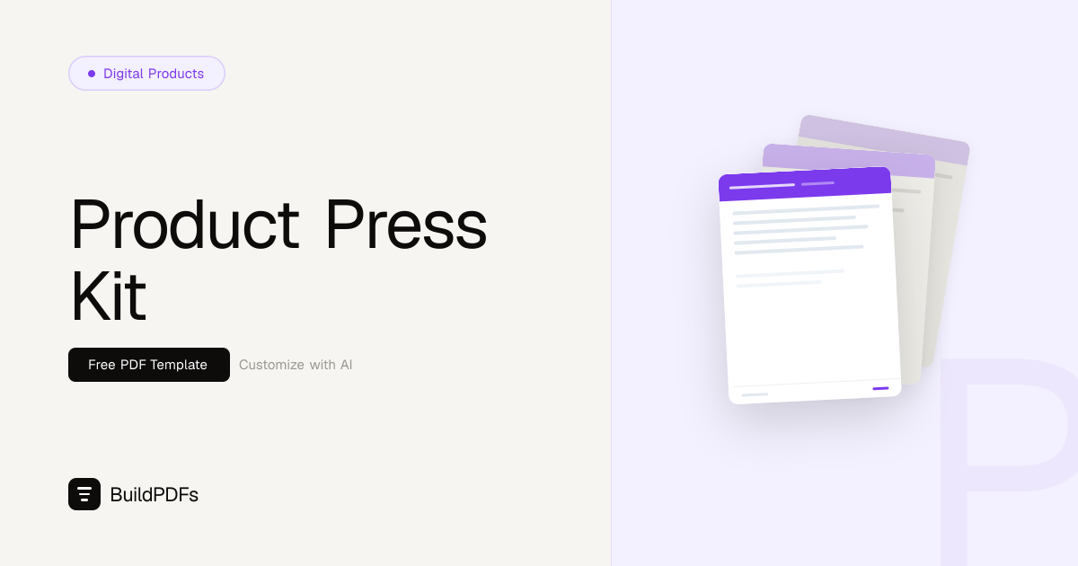 Free Press Kit Template PDF | BuildPDFs