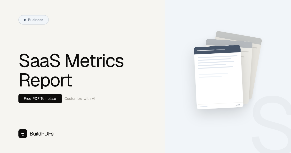 Free SaaS Metrics Report Template PDF | BuildPDFs