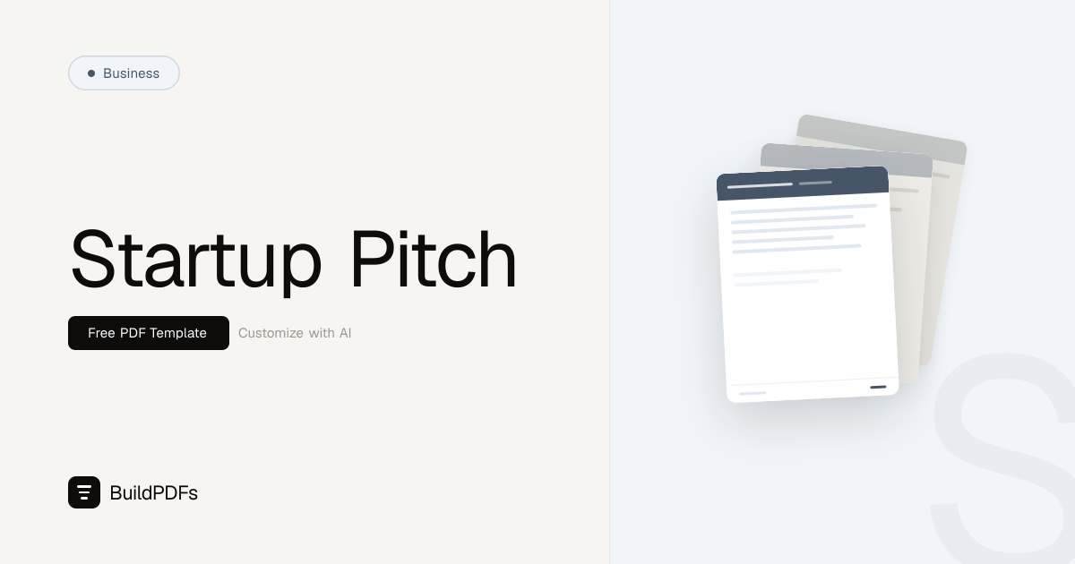 Free Startup Pitch Deck Template PDF | BuildPDFs